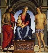 Pietro Perugino, Madonna with Child Enthroned between Saints John the Baptist and Sebastian